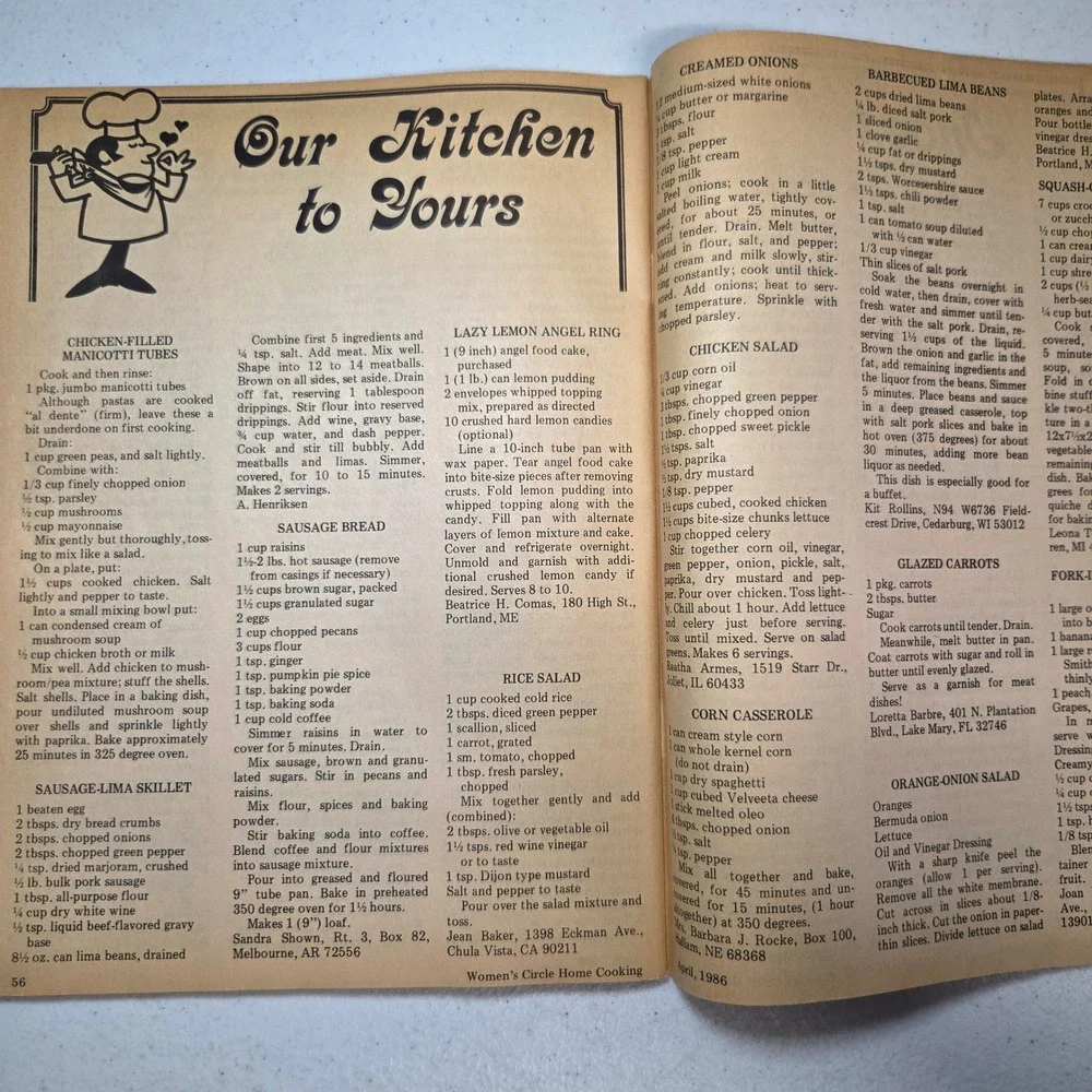 Home Cooking Womens Circle April 1986 Recipes Magazine 210 Recipes Vintage